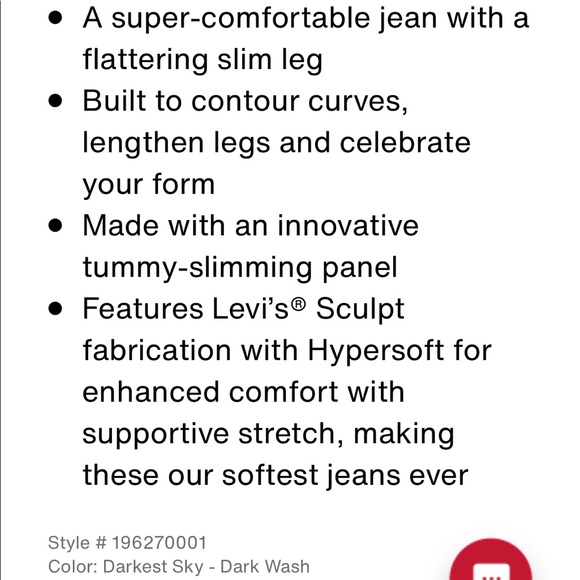 Levi’s 312 shaping slim jeans size 25 waist - Picture 5 of 7